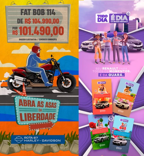 Campanha automóvel — Guará Renault e Harley-Davidson